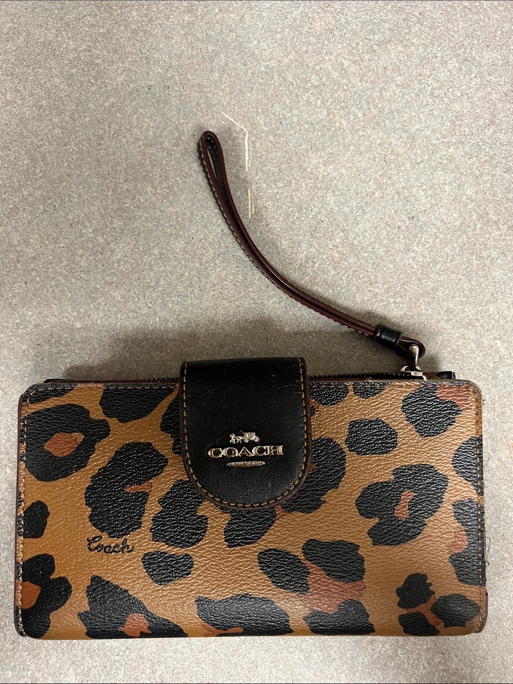 Coach Leopard-Print Wristlet Wallet - Brown & Black